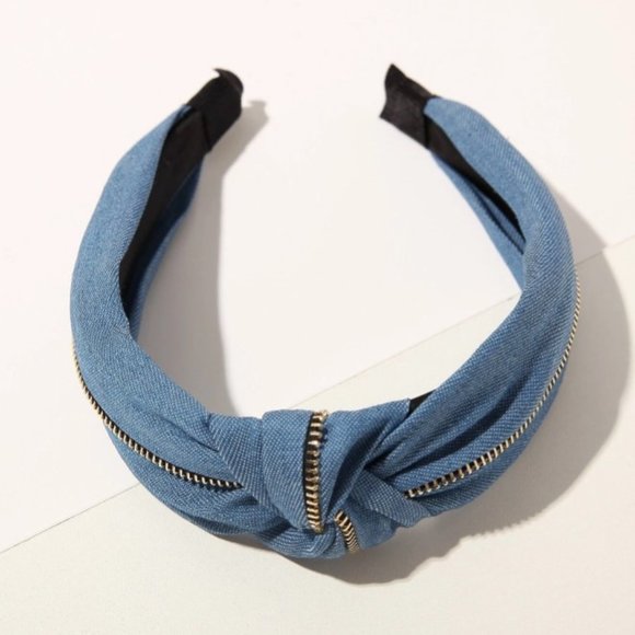 Accessories - 3 for $35/Knotted hair hoop denim women blue